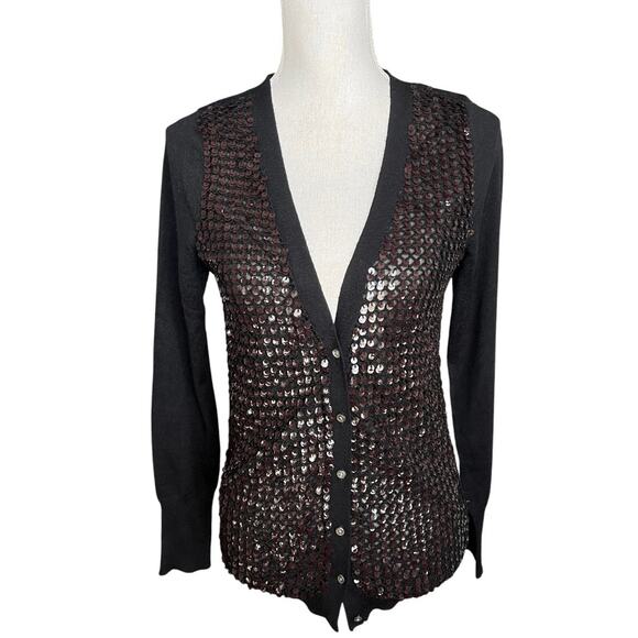 J. Crew Sweaters - J. Crew Black sequin cardigan sweater preppy work wear office academia wool